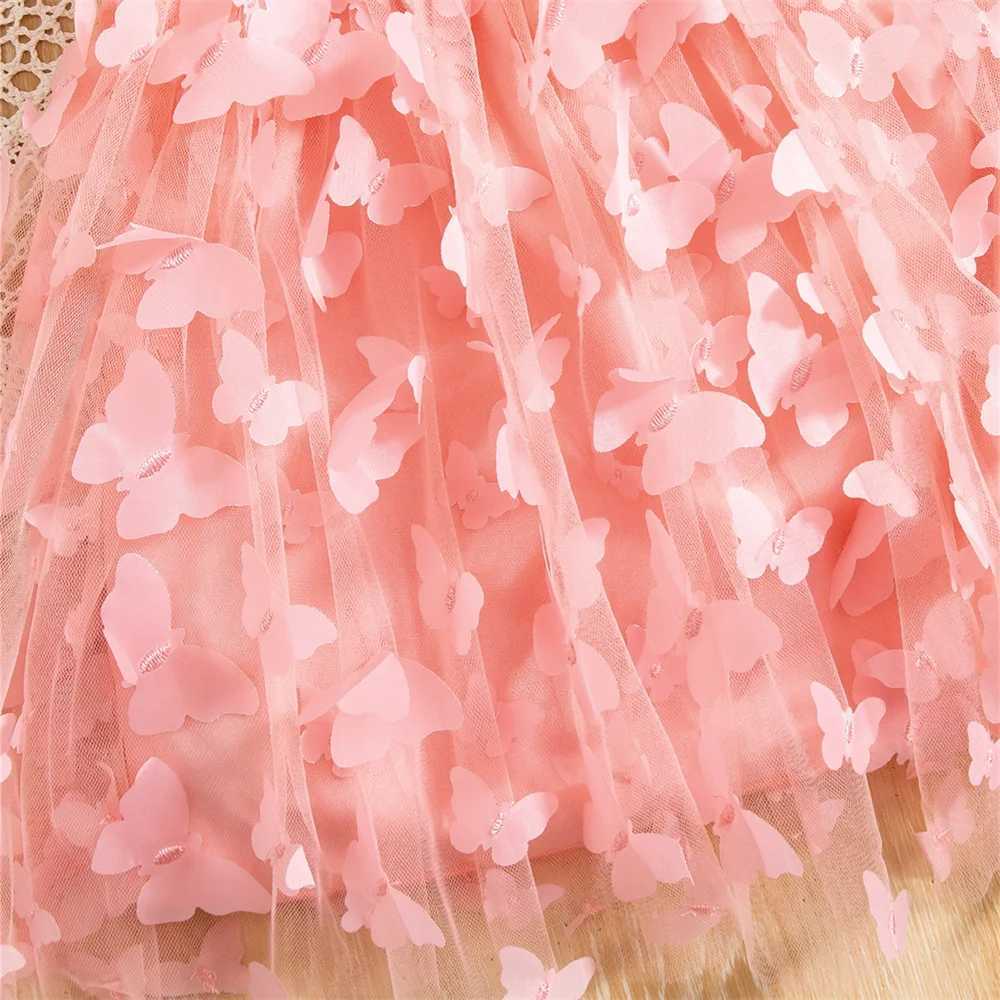 Summer Baby Girl Sleeveless Princess 3d Butterfly Mesh First Birthday Outfit Princess 0-2 Years Old Baby Clothes For Girl X250220