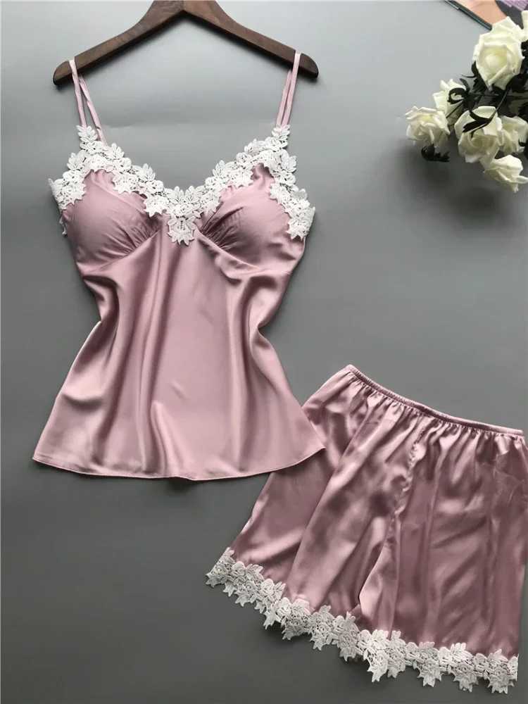 Women Clothing Sets Summer Plus Size Sexy Silk Pajamas Ladies Suspenders Nightdress Ice Silk Women Pajamas Fe Home ServiceXJ250220