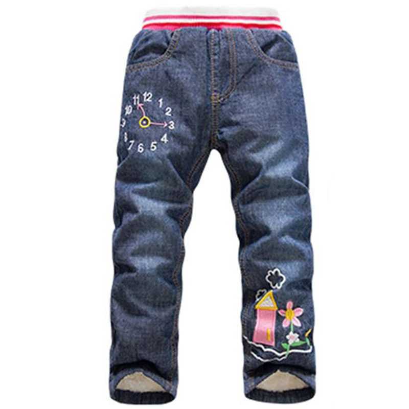2021 New Warm Pants Kids Pant Fashion Boy Girl Jeans Winter Thickening Kids Denim Pants Baby Jean Infant Clothing 3-7Y Z250220