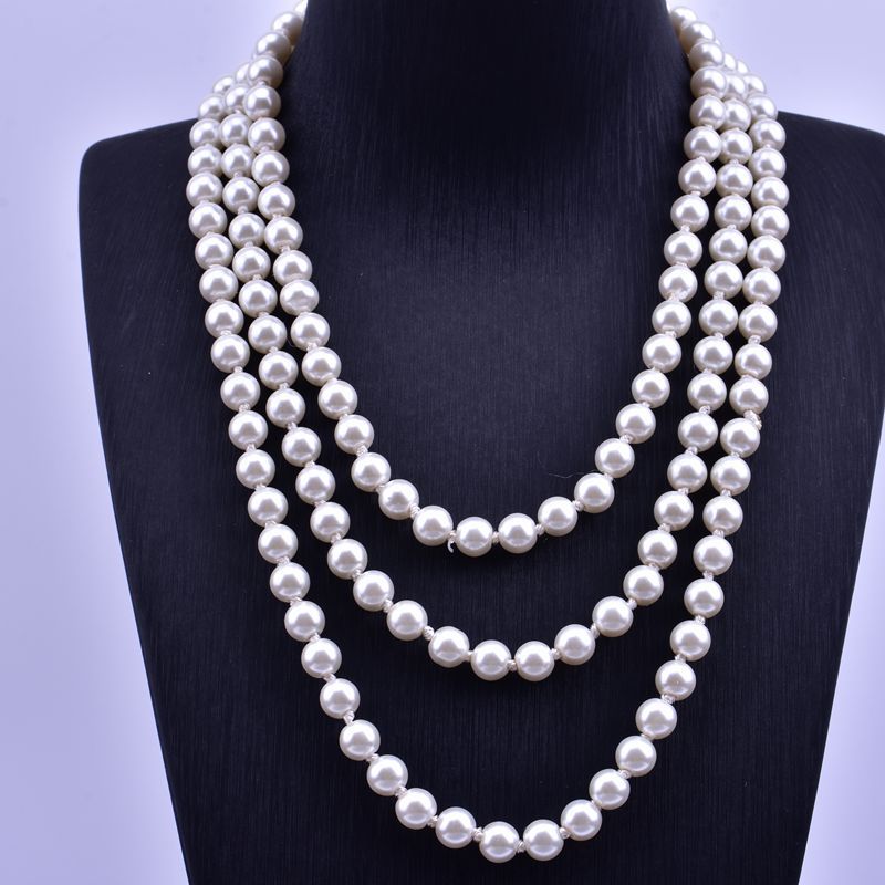 Faux pearl necklace women long multi-layer knotted sweater chain cheongsam hundred with chain