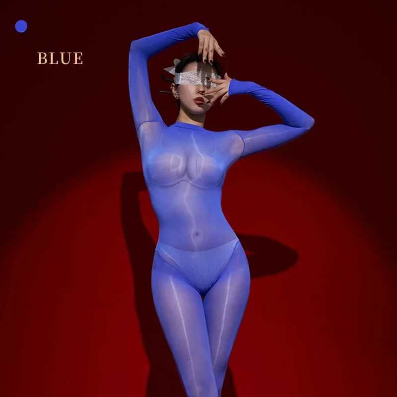 Full Body Stockings Seamless Jumpsuits Women Oil Shiny Glossy Onesie Open Crotch Pantyhose Sex Erotic Lingerie Smooth BodysuitXJ250220