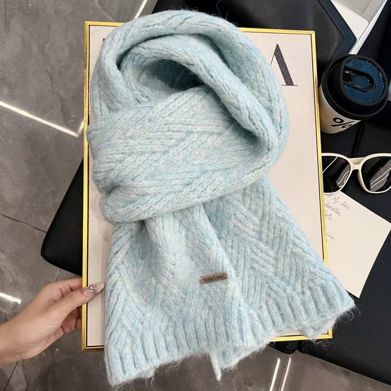T147 high-grade alpaca scarf for women, new style wool knitted thick warm Korean version, soft and versatile scarf