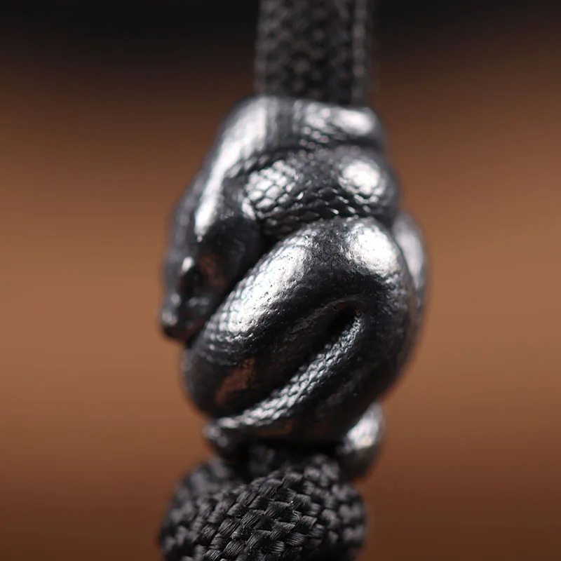 Python Snake Brass Knife Beads DIY EDC Outdoor Umbrella Rope Woven Lanyard Punk Paracord Bracelets Pendants Jewelry Accessories 250213
