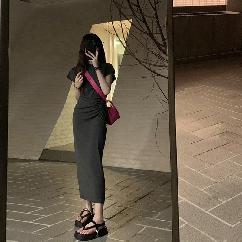 LC9886 French slim dress female summer niche design 2025 new style body-shaping suit light mature style hip skirt