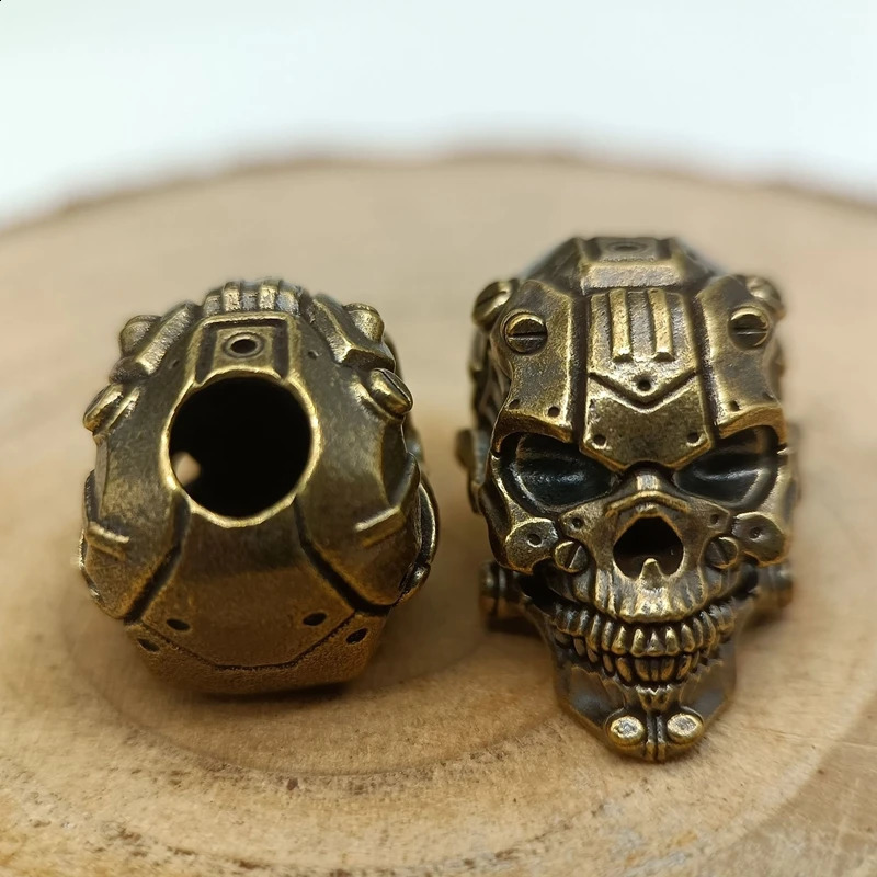 Mechanical Skull Head Brass Knife Beads EDC DIY Paracord Woven Bracelet Lanyard Pendant Accessories Outdoor Tool Hangings Charms 250213