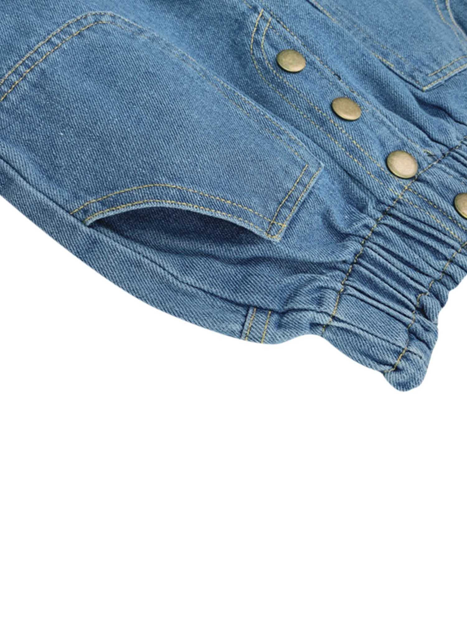 Childrens High Waist Jeans Loose Fit Elastic Waistband Long Pants with Pockets for Spring and Autumn Seasons Z250220