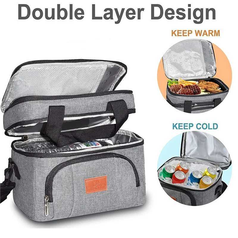 Dog Travel Bowls Bags Multifunctional Double Layers Tote Cooler Lunch for Women Men Large Capacity Picnic Box with Shoulder Strap H2502202J94