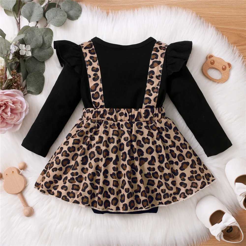 Newborn Baby Girl Romper Dress Long Sleeve Leopard Dresses with Bow Spring Autumn Onesie Clothes for Infant Girl 0-18 Months X250220