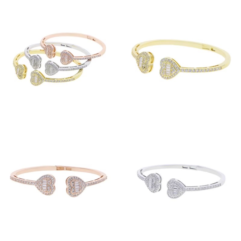 high quality dia plated gold jewelry women bangle heart shape cuff bracciale metal bracelet men adjustable classics wedding ornaments