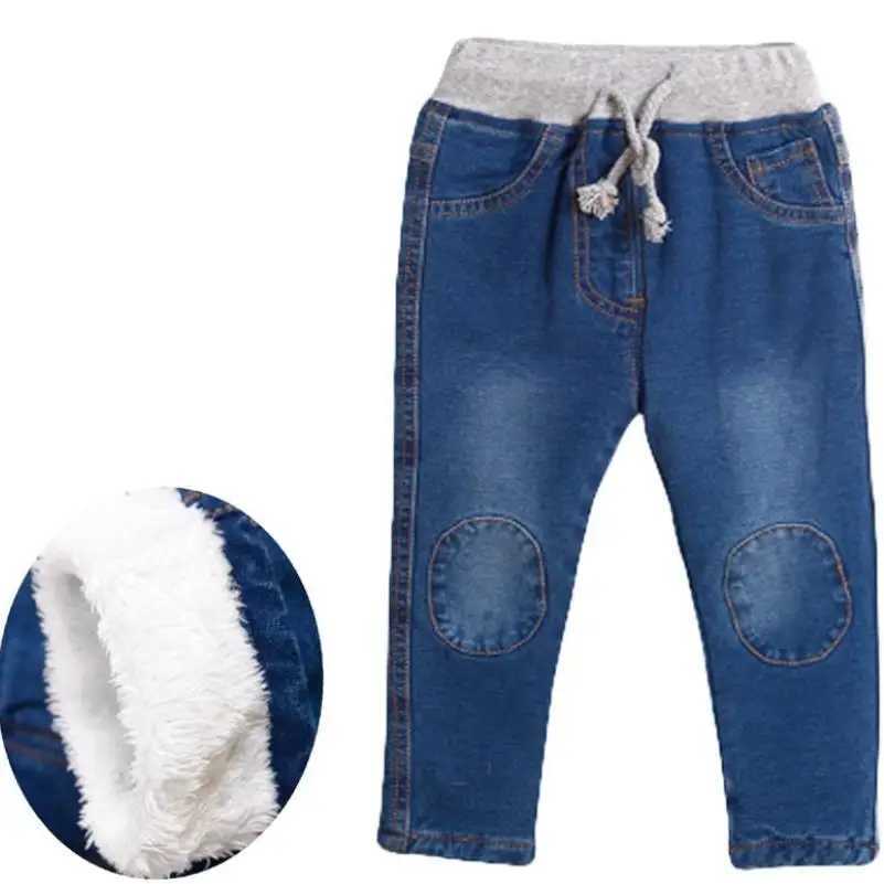 2023 High Qu Thick Warm Winter Jean Thicken Winter Warm Cashmere Jeans Boys Kids Trousers Children Pants 1-6Y Z250220