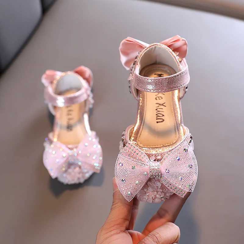 New Fashion Girls Princess Shoes Summer Kids Bow Rhinestone Sandals Childrens For Wedding Performance Sandals G508XJ250221