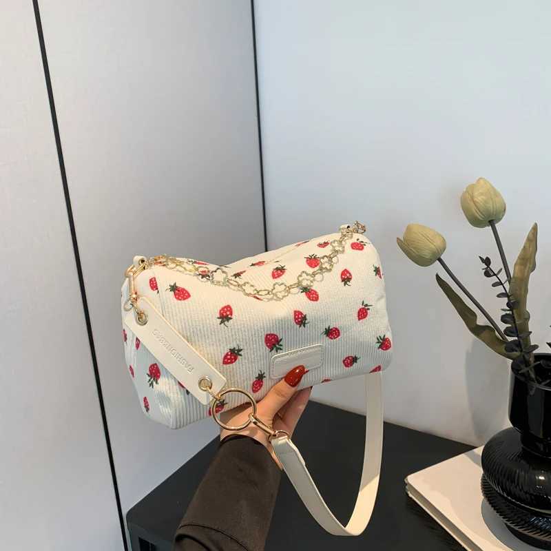 Large Capacity Shoulder Bag 2024 New womens fashion Simple Commuter Messenger Fruit Pattern purse handbag Y250220