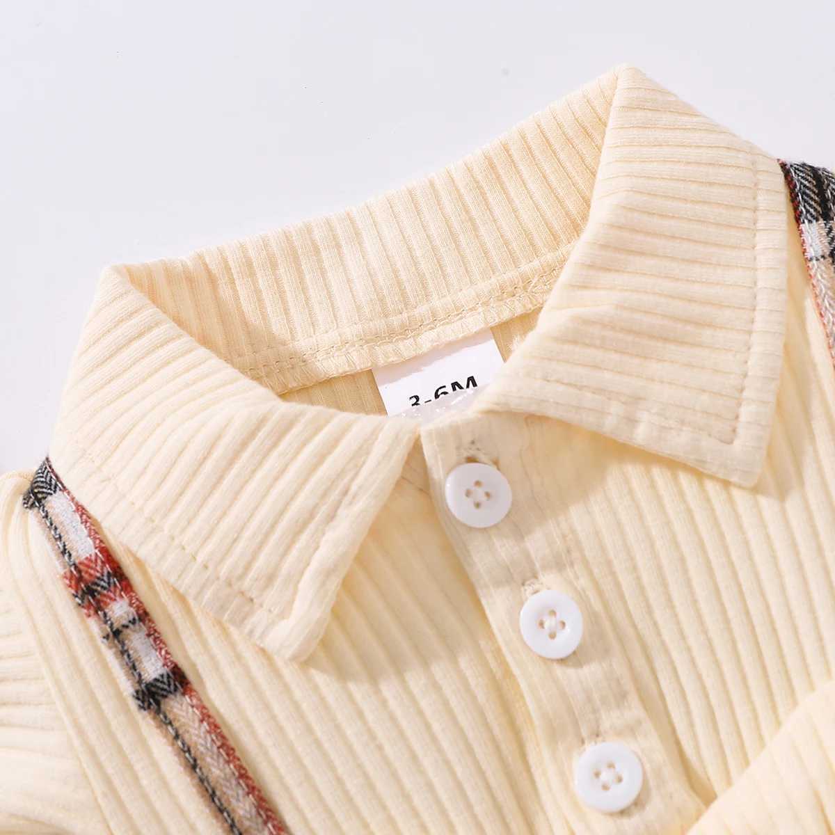 3-24M summer newborn baby girl dress plain tight fitting shirt with lapel fly edge sleeves fashionable baby girl clothing X250220