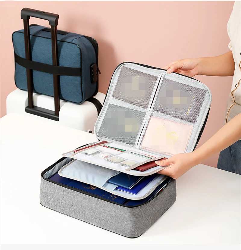 Large Capacity Multi-Layer Document Tickets Storage Bag with lock Certificate File Organizer Case Home Travel Passport Briefcase X250220