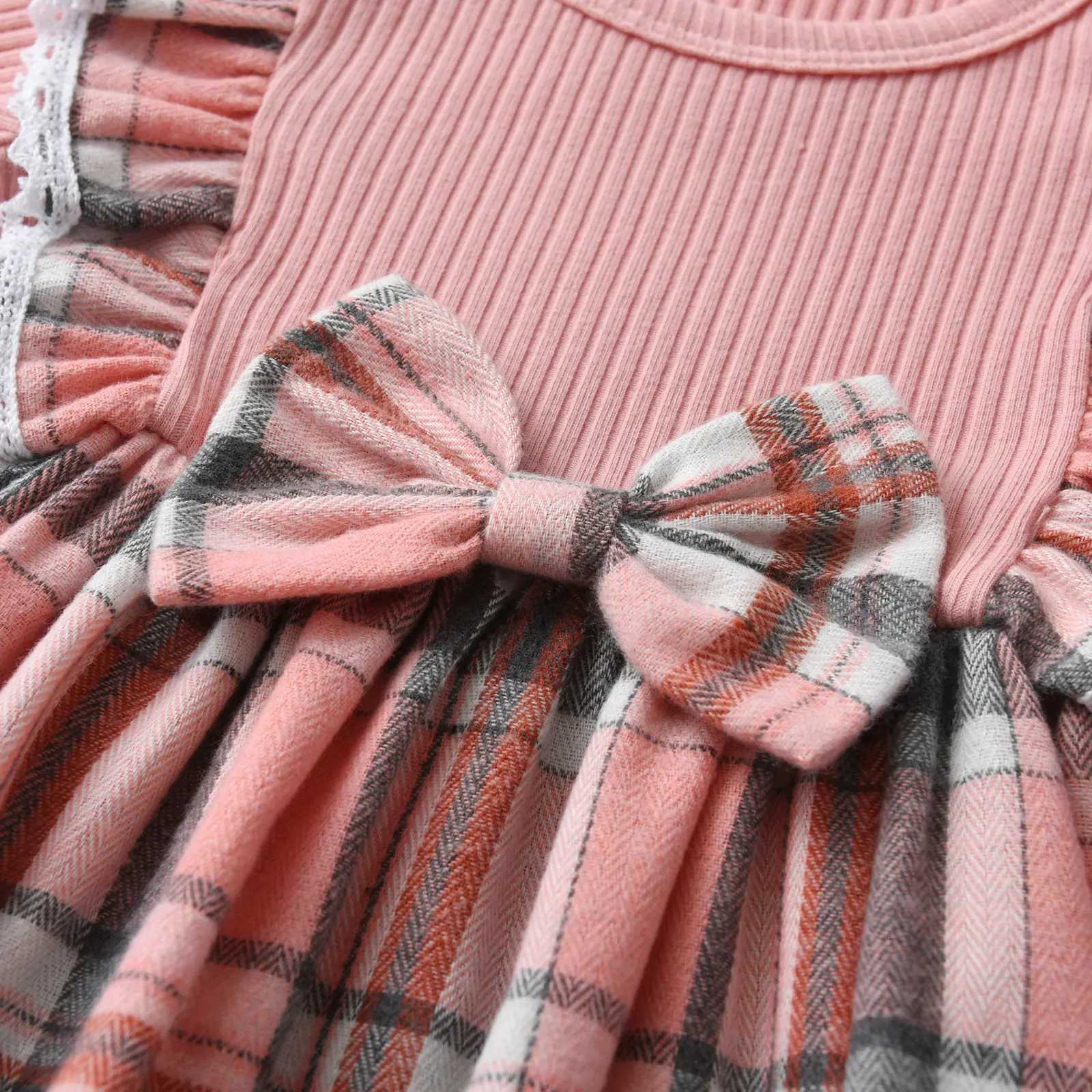 0-24Months Toddlers Baby Girls Princess Dress Clothes New Plaid Knit Long Sleeve Dresses Come with Bow Headband Outfits X250220