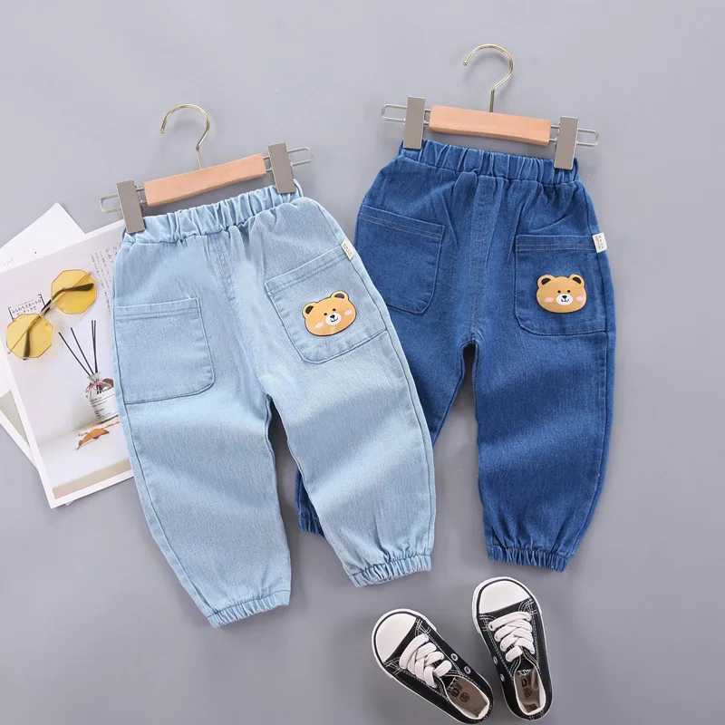 Cute Bear Girls Casual Thin Long Pants Fashion Spring Autumn Children Jeans Kids Trousers Denim Clothing 1 2 3 4 5 Years Z250220