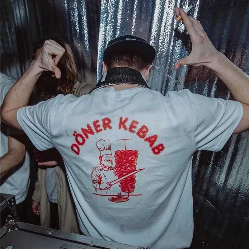 (Mini) Summer Men T-Shirts Doner Kebab Print Pure Cotton Mens Clothing Kid Short Sleeve Tops Funny Women Oversized T Shirt W250220