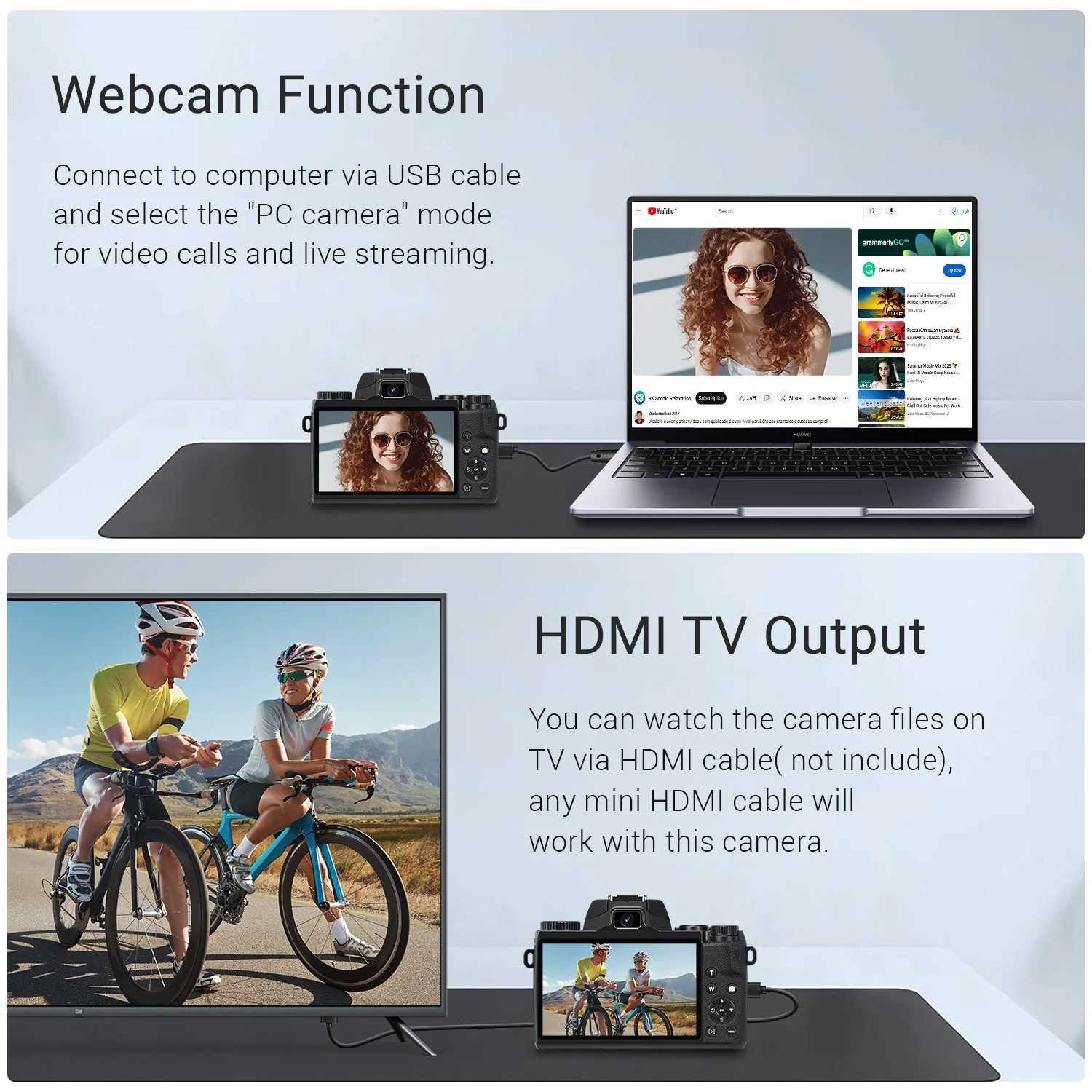 Digital camera for photography 4K 64MP WiFi virtual log camera with flash lens cover front and rear cameras 4-inch touch screen Z250220