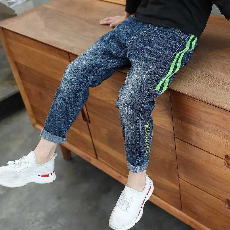 IENENS Child Boys Jeans Teens Casual Trousers 2024 New Elastic Waist Pants 4-11 Years Fashion Slim Denim Pants Z250220