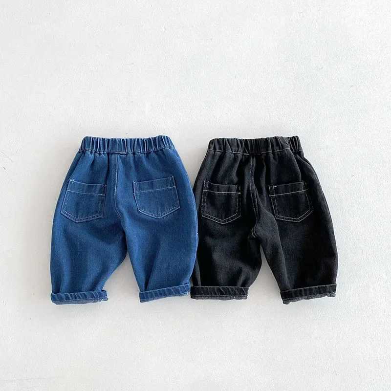 MILANCEL New Autumn Kids Jeans 9M-5T Children Girls Solid Color Denim Blue Pants Baby Boys Cute Casual Trousers Z250220