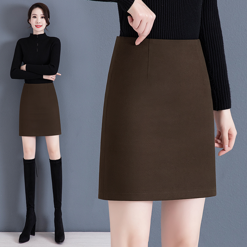 X212120 Skirt Women Winter 2024 New High Waist Slim Autumn and Winter Thickened A-line One-Step Short Skirt Hip Skirt