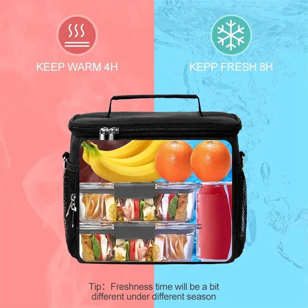 Dog Travel Bowls Bags Multifunctional Double Layers Tote Cooler Lunch Bags for Women Men Large Capacity Travel Picnic Lunch Box with Shoulder Strap H2