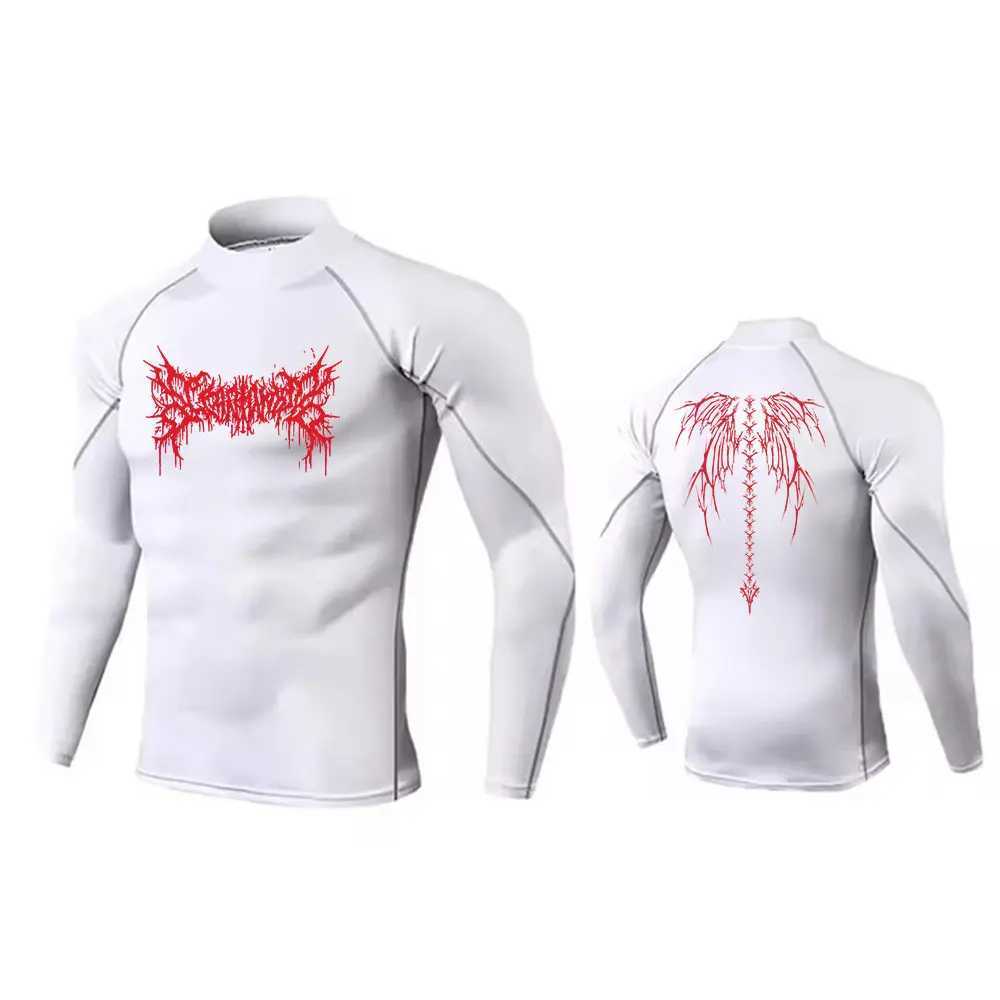 Y2K Mens Turtleneck Compression Shirt Quick Gym Fitness Dry Rash Guard Hight Neck Muscle Athletic Bodybuilding Shirts Summer W250220