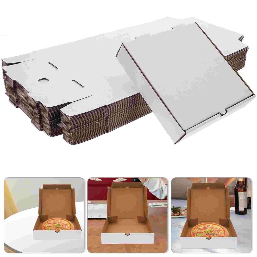 30 Pcs Pizza Box Takeaway Boxes Corrugated Shipping Biscuit White Storage Reusable Kraft Paper Small
