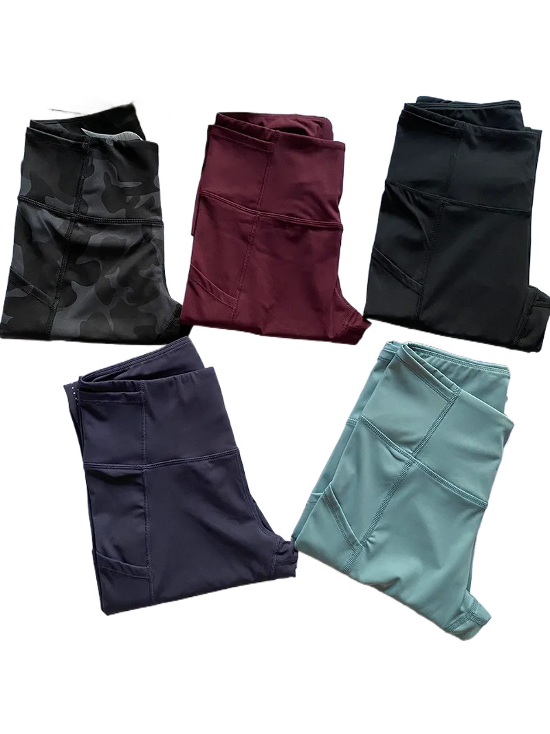 Women Two Pocket Cropped Yoga Pants Fiess Leggings Tights High Waist Running S Workout Gym Clothing Sports Wear