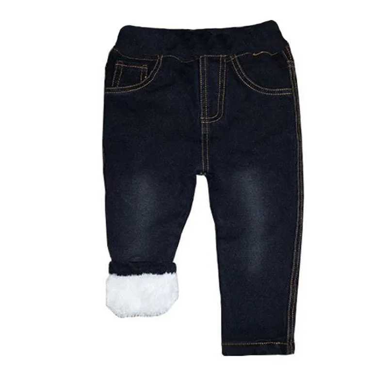 Childrens plush jeans 2023 autumn and winter new boys and girls loose casual cow pants baby warm pants1-6 years old Z250220