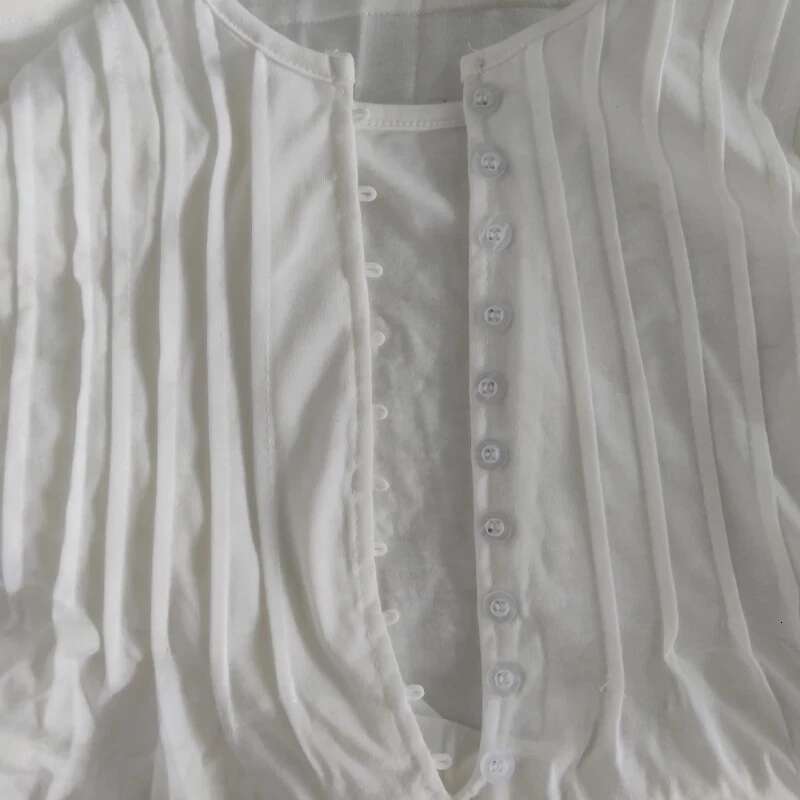 Fashion Long Sleeve Lace Blosue Hollow Out V Neck Woman Tops Casual Slim White Shirt Solid Pleated Vintage Blouses Women 24815