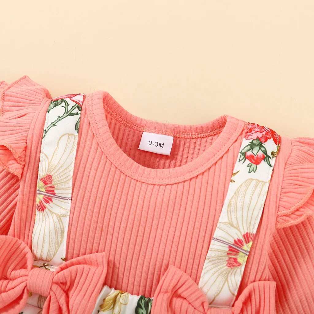 0-18 months newborn baby clothing baby flower jumpsuit long sleeved bodysuit+headband baby girl 2PCS cute clothing X250220
