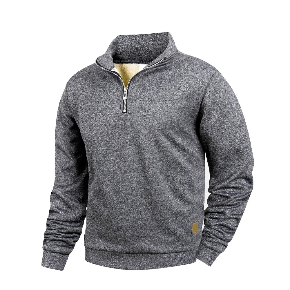 Mens Casual Sweatshirt Long Sleeve Stand Collar Half Zipper Pullover Sweatshirts Autumn Outdoor Streetwear for Men 250220