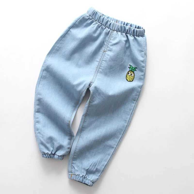 Boys Girls Summer Casual Thin Long Pants Fashion Solid Color Children Jeans Embroidery Kids Trousers Denim Clothing 1-6Y Z250220