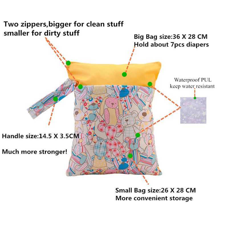 BIAI Beautiful Pattern Polyester Baby Waterproof Swimsuit Bag Double Pocket Baby Diaper Dry Mini Wet Bag Diaper Nappy Bag 25*35 X250220