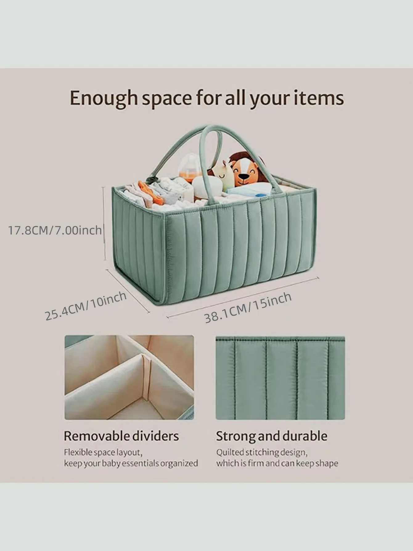 Light green baby nappy storage bag Multi-functional nappy bag large capacity foldable mummy bag bottle nappy storage X250220