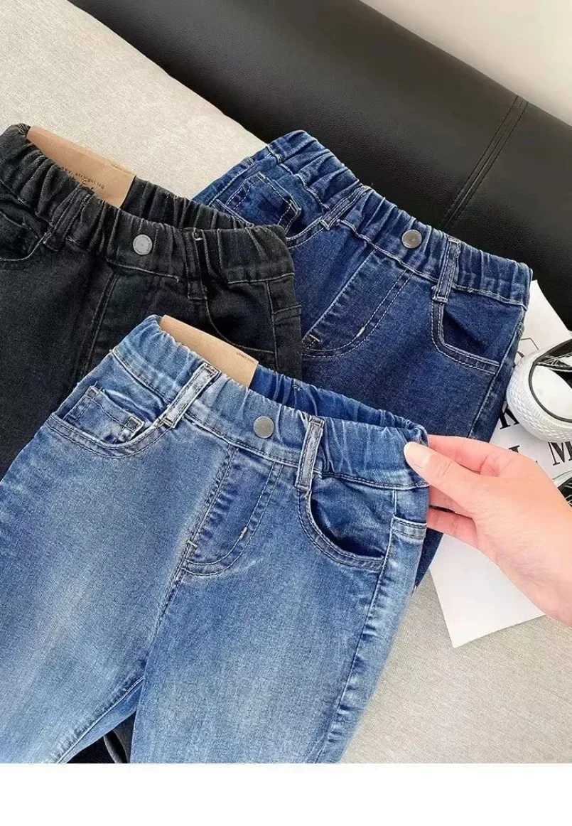 Childrens jeans fashionable elastic pants childrens clothing loose thin jeans childrens Spring and Autumn Trouser Z250220