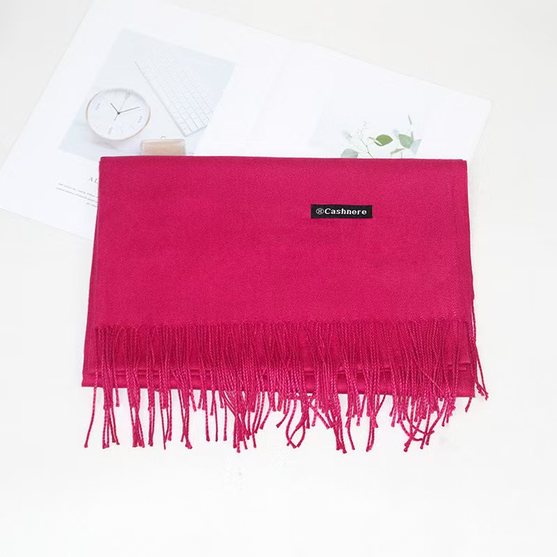 T151 autumn and winter cashmere scarf women's solid color wool thick long scarf no pilling tassel shawl