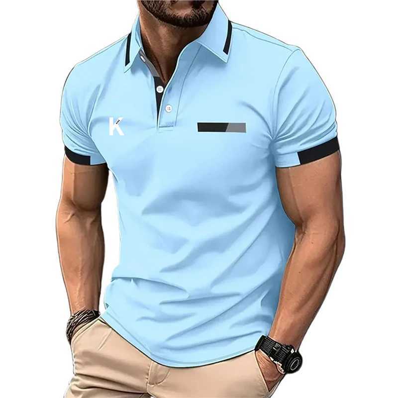 Mens Business Polo Golf Polo Work Casual Lapel Short Sleeve Basic Patchwork Button Spring Summer Regular Fit Business Polo W250220