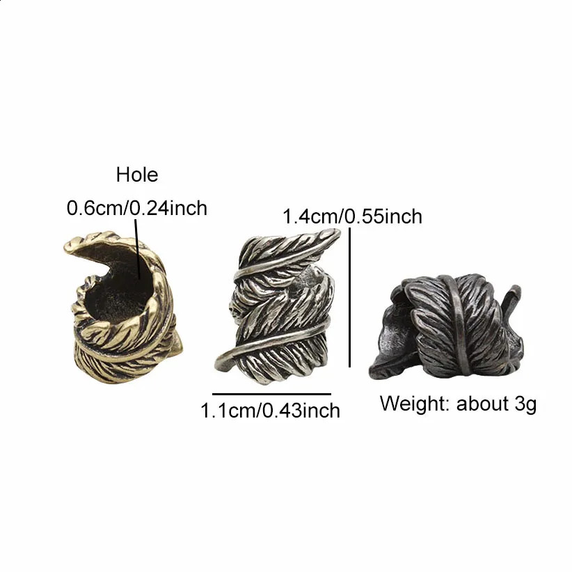 Plume Brass Knife Beads EDC Outdoor DIY Paracord Woven Bracelets Accessories Lanyard Pendants Umbrella Rope Flashlight Hangings 250213