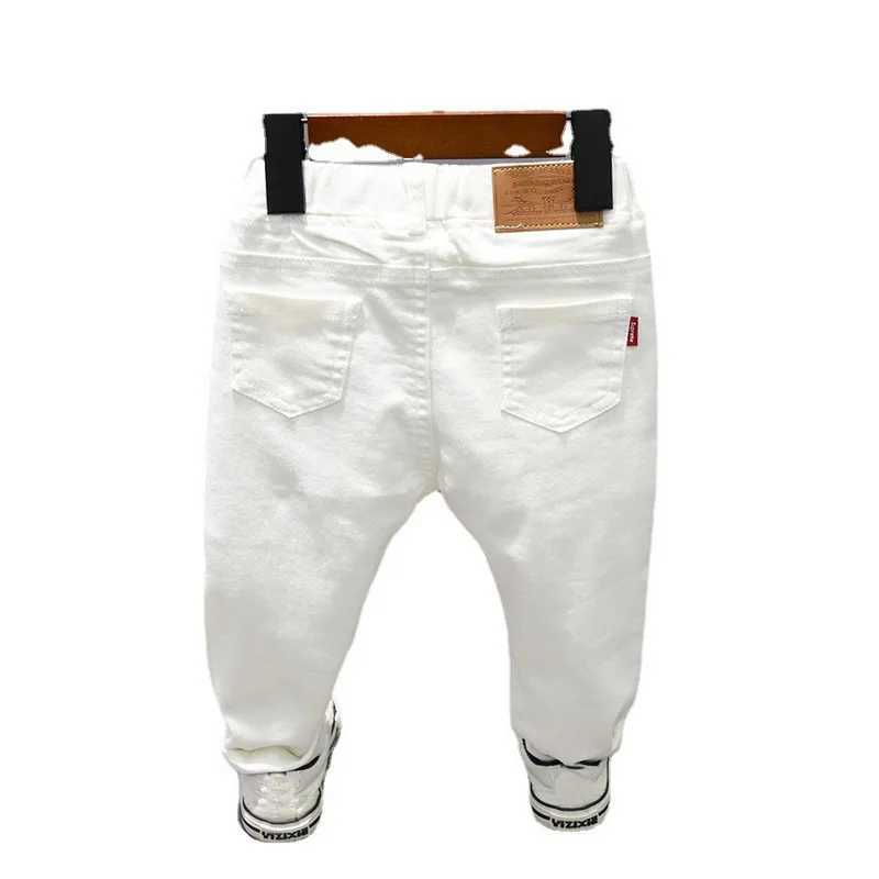 New Boys Jeans Edition White/Black Broken Cave Denim Trouser Jeans Childrens 2021 Baby Jeans Childrens Denim Street Clothing Z250220