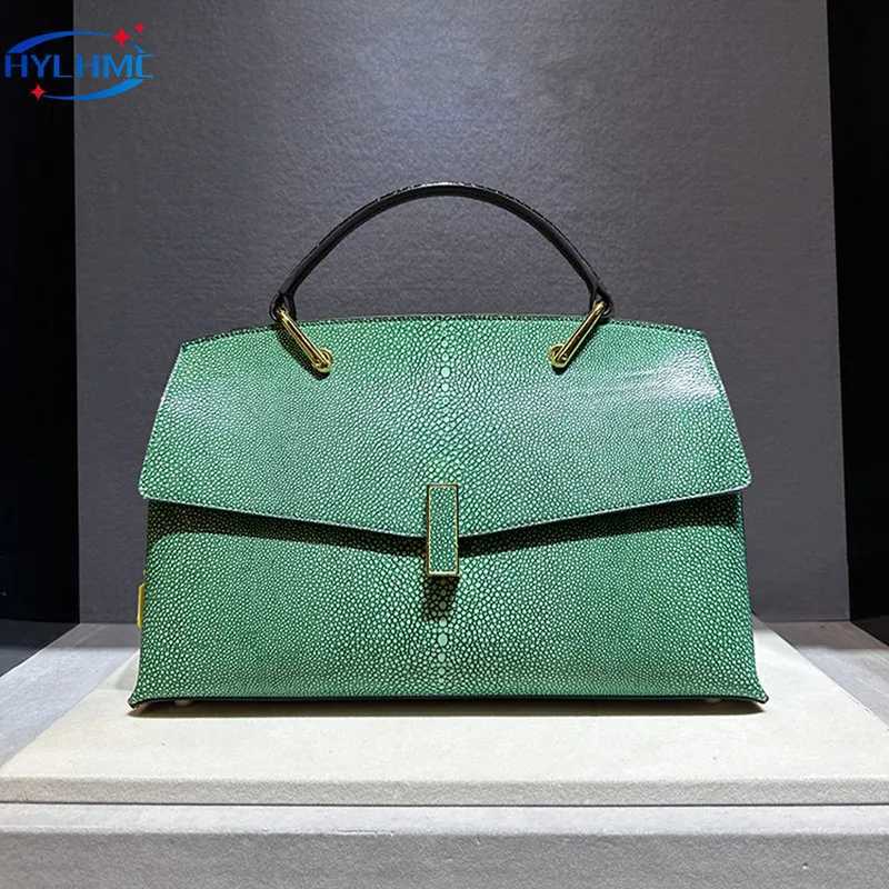 Pearl Fish Leather Pattern Women Handbags Shell Bag Cowhide Leather Lady Shoulder Messenger Bag Large Capacity Fashion Bags Z250220