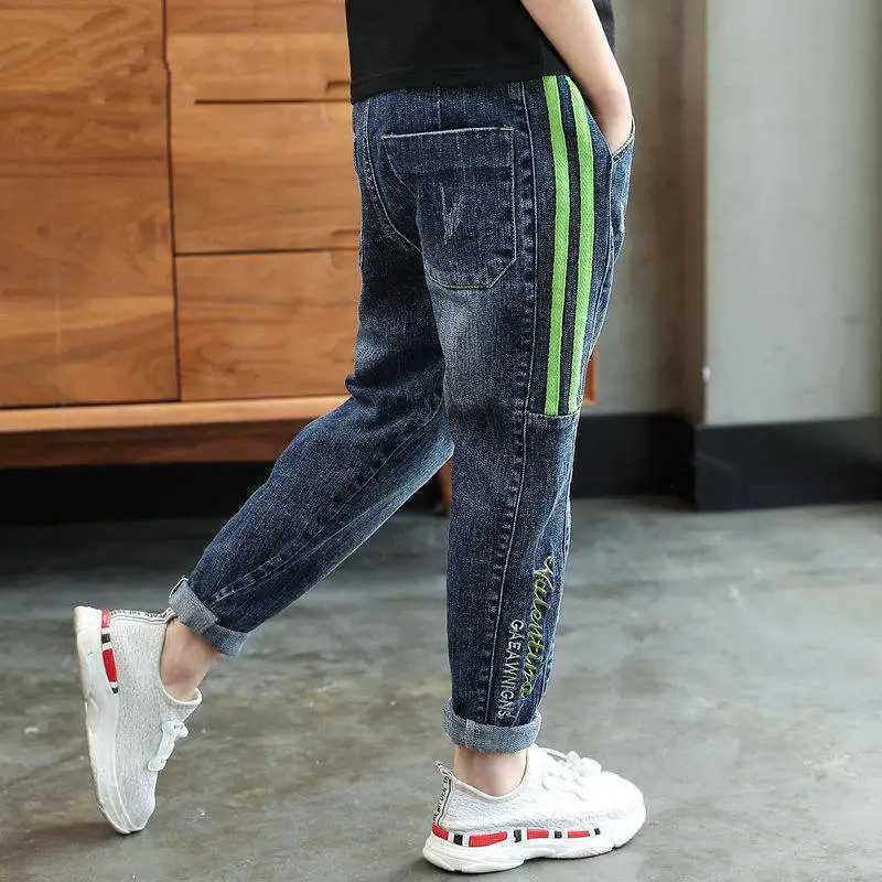 IENENS Child Boys Jeans Teens Casual Trousers 2024 New Elastic Waist Pants 4-11 Years Fashion Slim Denim Pants Z250220
