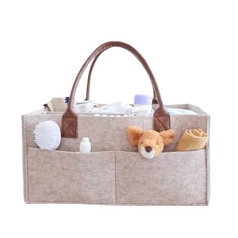 Baby Felt Storage Nursery Organizer Basket Infant Diaper Bag with Handle Caddy Changing Nappy Kids Storage Carrier Large Pocket X250220