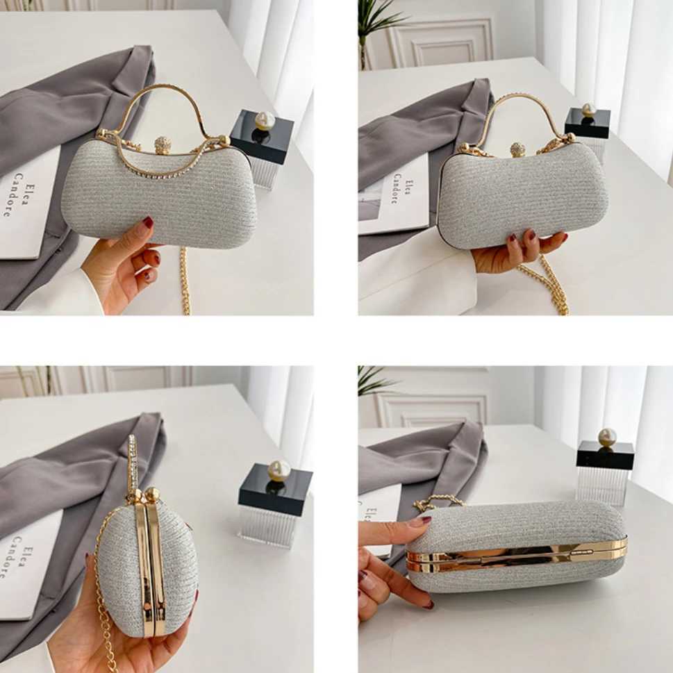 Fashion Womens Bags New Texture Rhinestone Handbag Slanting Cross Single Shoulder Banquet Bag Celebrity Dinner Bag Clutch Bag Z250220