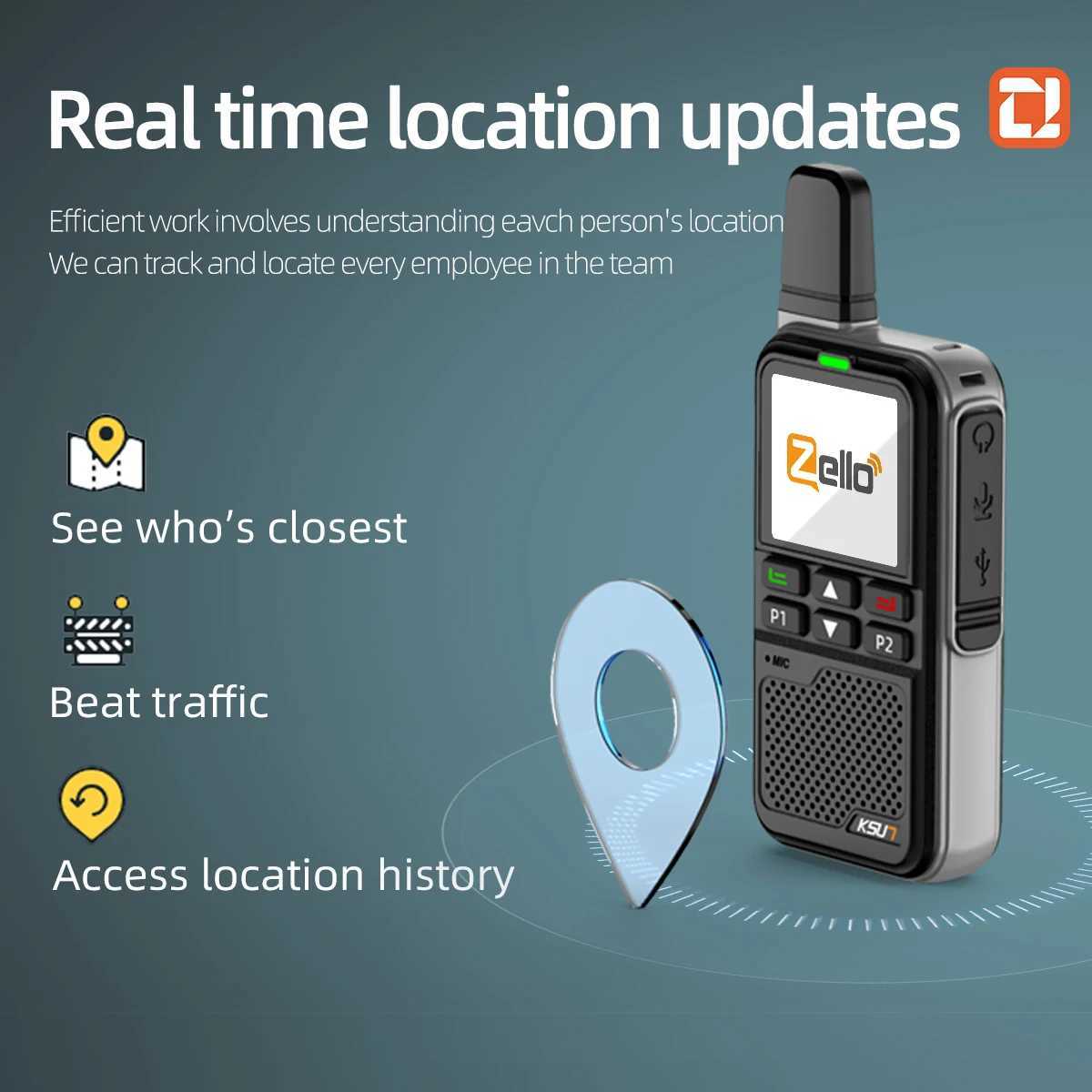 KSUN-ZL38 PTT Zello Walkie Talkie 4g Sim Card WiFi Network Cell Phone Ra Long Range 100 Miles GPS Professional Walkie Talkie Z250221