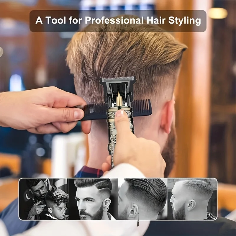 2024 Mens Professional Hair Clipper T9 Electric Rechargeable Beard Trimmer 250217