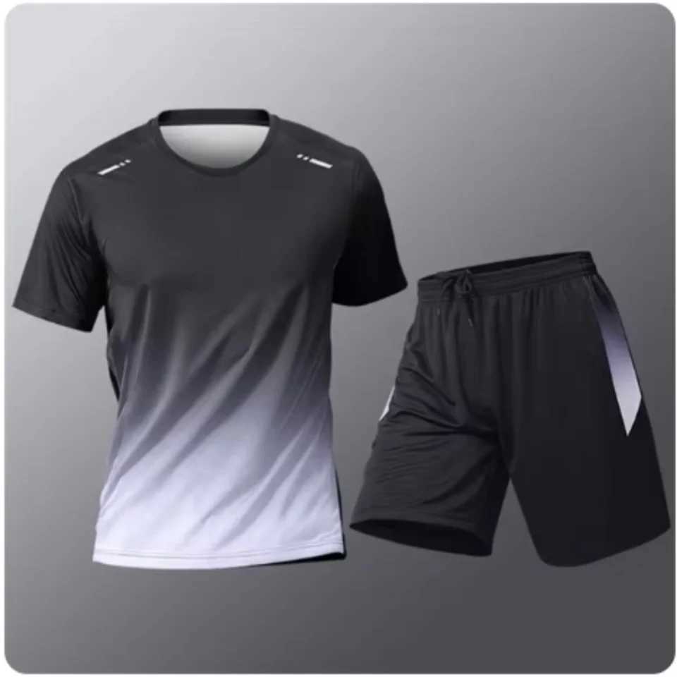 Mens Gradient Set Breathable and Comfortable Tennis Sports Leisure Outdoor Sports Clothing Womens Badminton T-shirt Loose Running Clothing W250221