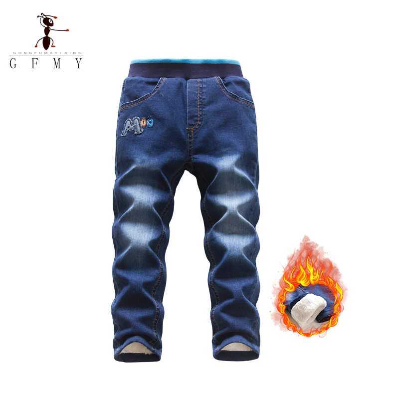 GFMY Winter Jeans 2024 Boys Plus Velvet Keep Warm Jeans Cotton Toddler Childrens Fashion Outdoor Straight 3-7Y Pants 1822 Z250220