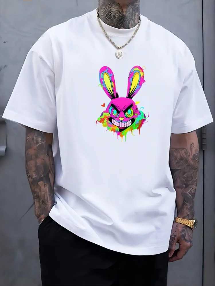 Summer Daily Casual Mens Short Sleeve Top 3D Rabbit Print Mens T-shirt Outdoor Street Fashion Mens Sports Short Sleeve W250220